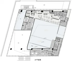 現代建築的建築渲染圖，包含辦公室、餐廳與客廳等各式房間與空間，展現功能性與井然有序的設計