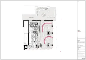A modern interior design featuring a floor plan with a kitchen, dining area, living room, and bedroom, with neutral tones and natural light