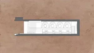 A modern dining area with multiple round tables and chairs, suggesting a restaurant or cafeteria layout with ample seating options