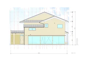 A two-story house with a yellow facade, multiple windows, and several doors, showcasing a well-designed home with a focus on functionality and aesthetics