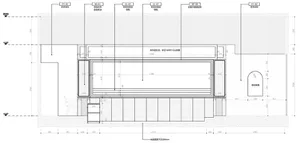 Detailed floor plan of a modern indoor space with precise linework, labels, and measurements, showcasing a functional and efficient design
