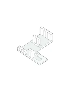 2D floor plan of a modern building with multiple rooms, including a kitchen, living room, and dining room, with clear labels and linework