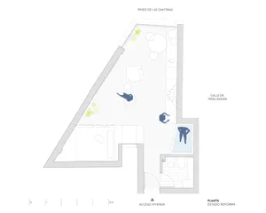 A modern home with a living area, dining area, kitchen, and bedroom, connected by hallways, featuring various furniture pieces and a comfortable atmosphere