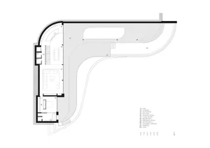 Architectural rendering of a multi-level hotel interior with various rooms and spaces, showcasing hallways, rooms, and common areas