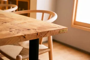 A modern dining room with a wooden table and chairs, well-lit and inviting