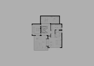 Two-story house floor plan with modern style, concrete construction, and open layout