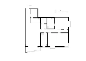 2D top-down schematic of a modern residential house with white materials, natural lighting, and room labels and measurements