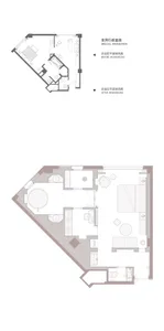 Black and white floor plan of a house with a living room, kitchen, dining room, and bedroom, featuring traditional materials and natural lighting