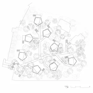 A simple white drawing of a house floor plan with labeled rooms and dimensions