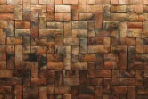 A warm and inviting brick wall with a brown color, showcasing a unique and rustic design