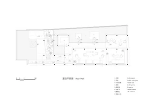 2D floor plan of a modern restaurant with dining tables, chairs, and clear labels and measurements
