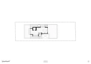 Black and white technical first floor plan drawing of 92 Ramsgate Avenue showing layout of living areas, kitchen, staircase and outdoor spaces.