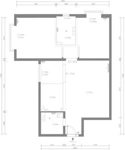 Technical floor plan drawing of a 91 square meter three-bedroom apartment showing room dimensions, walls, doors and structural beams.