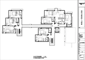 Black and white 2F public area floor plan drawing of Guguan Four Sisters Mountain Hostel at 1:120 scale, showing multiple guest rooms, living areas, staircases, and circulation paths.