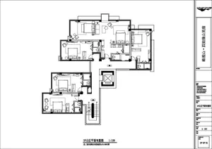 Black and white architectural floor plan of the 3rd floor public area, scale 1:100, showing multiple apartment units with bedrooms, living rooms, kitchens, bathrooms, and circulation spaces.