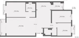 Black and white architectural floor plan of a residential apartment showing multiple rooms, door placements, window locations, and detailed ceiling height measurements in millimeters.